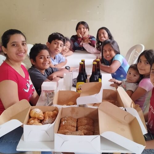 volunteer and children
